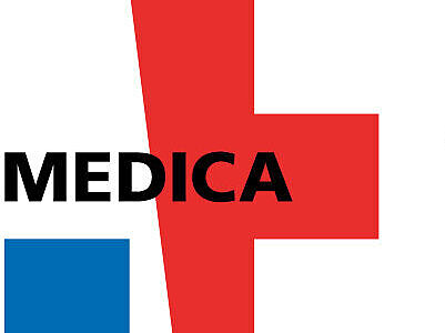 Logo der Fachmesse MEDICA mit farbigen grafischen Elementen in Rot und Blau sowie dem Schriftzug „MEDICA“. Daneben steht der Veranstaltungszeitraum „16.–19. Nov. 2026“
