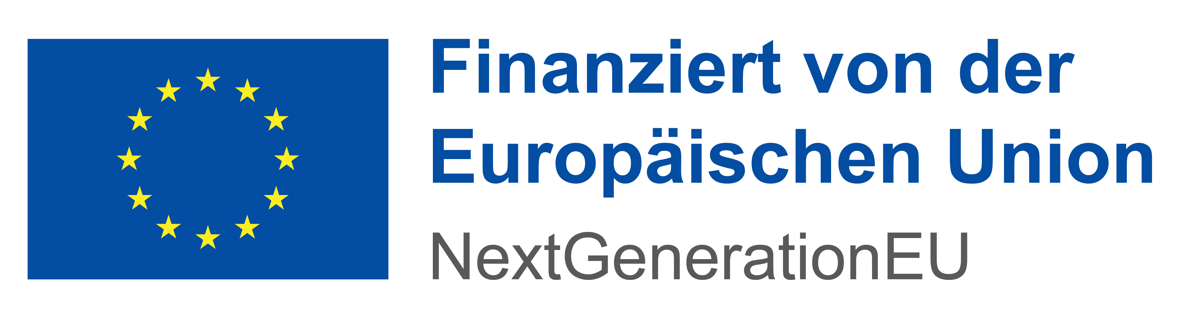 EU-Flagge: gelbe Sterne auf blauem Grund.Finanziert von der Europäischen Union. NextGenerationEU