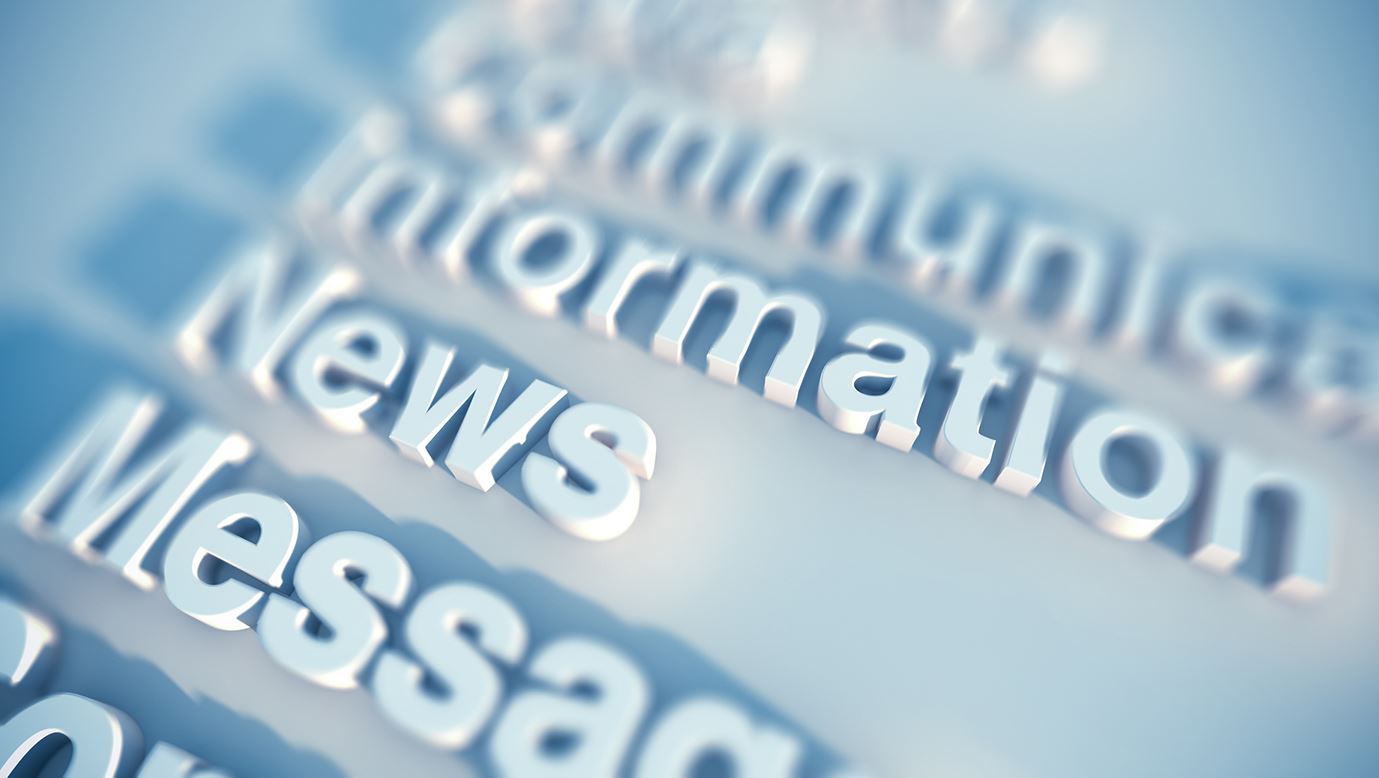 Schlagworte wie NEWS, Informationen und Messe auf einem Bild 